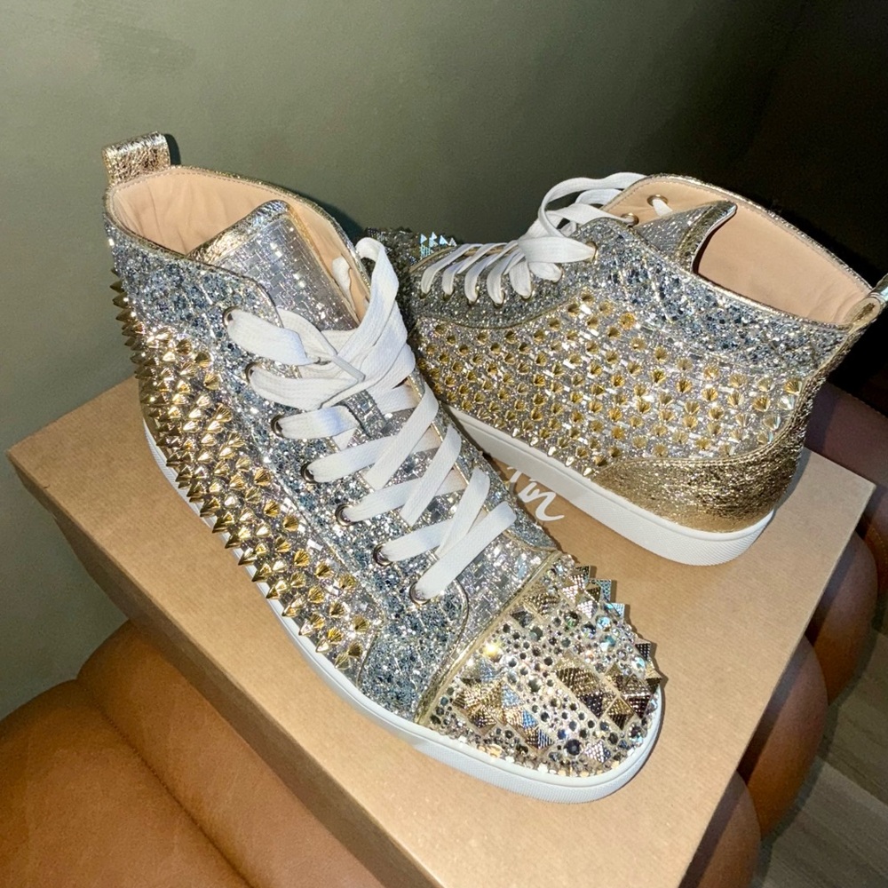 Christian Louboutin Glittering Gold and Silver Sneakers. SPECIAL ADDITION.